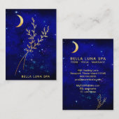 Carte De Visite *~* Blue Gold Crescent Moon Branches Feuilles (Devant / Derrière)