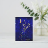 Carte De Visite *~* Blue Gold Crescent Moon Branches Feuilles (Debout devant)