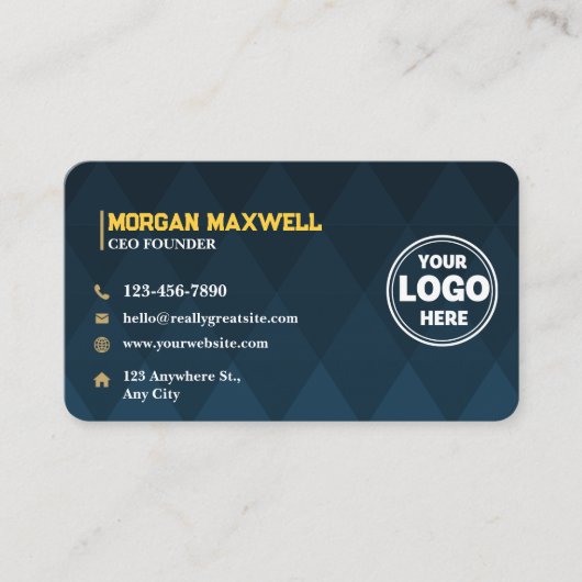 Carte De Visite Blue Gold Diamonds PDG & Fondateur (Devant)