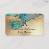 Carte De Visite Blue Gold Elegant Marble Modern (Devant)