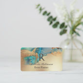 Carte De Visite Blue Gold Elegant Marble Modern (Debout devant)