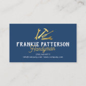 Carte De Visite Blue Gold Handyman Repair & Maintenance QR Code (Devant)