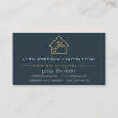 Carte De Visite Blue Gold Industrial Handyman Construction (Devant)