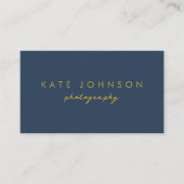 Carte De Visite Blue Gold Modern Script QR Code Social Media B (Devant)