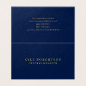Carte De Visite Blue Gold Professional Nom personnel tendance (Extérieur déplié)