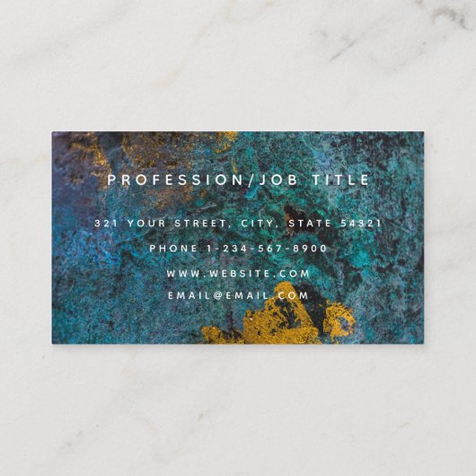 Carte De Visite Blue Gold Rust Metallic Texture Monogram Initial (Dos)