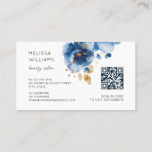 Carte De Visite Blue Gold Watercolor Flowers (Dos)