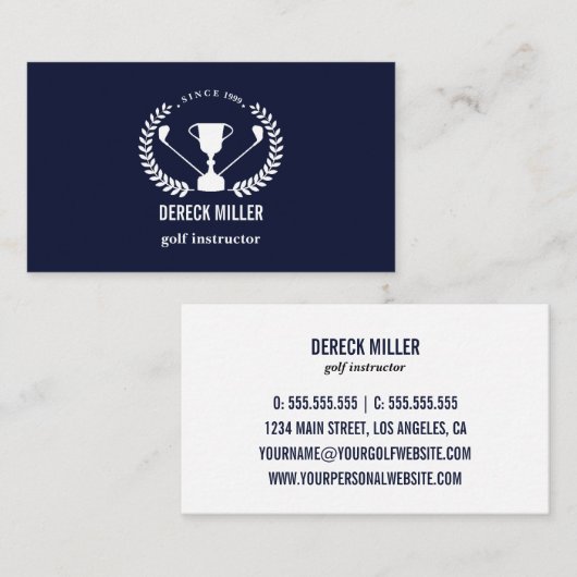 Carte De Visite Blue Golf Cup Logo Golf Professionnel ou instructe (Devant / Derrière)