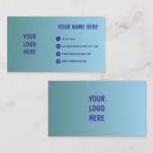 Carte De Visite Blue Gradient Minimal Logo Business Card (Devant / Derrière)