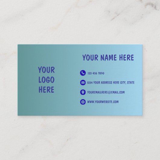 Carte De Visite Blue Gradient Minimal Logo Business Card (Devant)