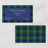 Carte De Visite Blue & Green Douglas Scottish Tartan Plaid Custom (Devant / Derrière)