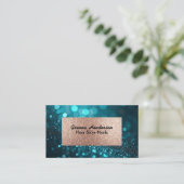 Carte De Visite Blue Green Shiny Glitter And Gold (Debout devant)