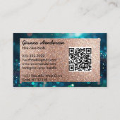 Carte De Visite Blue Green Shiny Glitter And Gold (Dos)