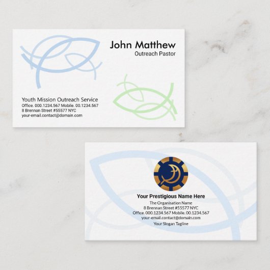 Carte De Visite Blue Green Three Trinity (Devant / Derrière)