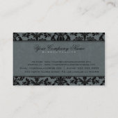 Carte De Visite Blue-Grey & Black Elegant Vintage Floral Damask (Dos)