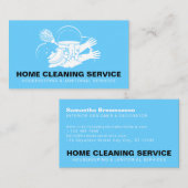 Carte De Visite Blue Home Cleaning Service Janitorial Maid (Devant / Derrière)