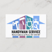 Carte De Visite Blue Home Handyman Tool Pillars (Devant)