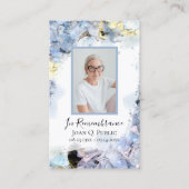 Carte De Visite Blue Hydrangea Flower Watercolor Prière funéraire (Devant)