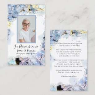 Carte De Visite Blue Hydrangea Flower Watercolor Prière funéraire