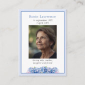 Carte De Visite Blue Hydrangeas Flowers Memorial Psalm Prayer Card (Devant)