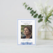 Carte De Visite Blue Hydrangeas Flowers Memorial Psalm Prayer Card (Debout devant)