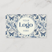 Carte De Visite Blue Ivory Toile De Jouy Custom Logo QR Code (Devant)