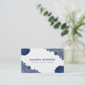 Carte De Visite Blue Lace Hydrangea Floral Mariage Planificateur d (Debout devant)