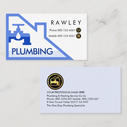 Carte De Visite Blue Leaking Faucet Rooftop Building Frame (Devant / Derrière)