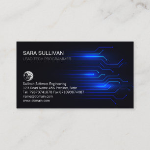 Carte De Visite Blue Light Circuits Informatique Technique