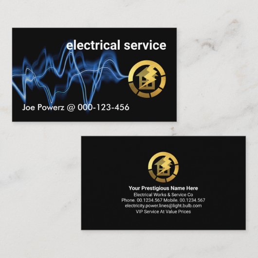 Carte De Visite Blue Lightning Powers Gold Home (Devant / Derrière)