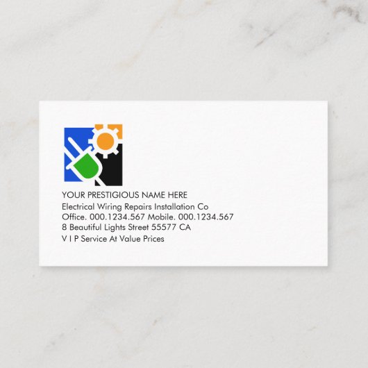 Carte De Visite Blue Lightning Powers Service électrique (Dos)