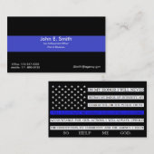 Carte De Visite Blue Line mince/carte de visite drapeau américain (Devant / Derrière)