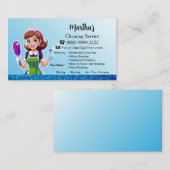 Carte De Visite Blue Maid House Cleaning lady housekeeping Service (Devant / Derrière)