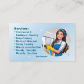 Carte De Visite Blue Maid House Cleaning Services Janitorial Clean (Dos)
