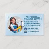 Carte De Visite Blue Maid House Cleaning Services Janitorial Clean (Devant)