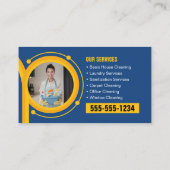 Carte De Visite Blue Maid House Cleaning Services Janitorial Clean (Dos)