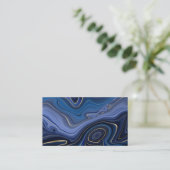 Carte De Visite Blue Malachite Golden Accents Luxury Chic Gemstone (Debout devant)