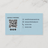Carte De Visite Blue Modern Photo QR Code Custom (Dos)