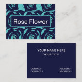 Carte De Visite Blue Navy Rose Flower (Devant / Derrière)