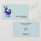 Carte De Visite Blue Nordic Christmas Reindeer Pair (Devant / Derrière)