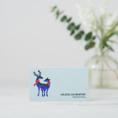 Carte De Visite Blue Nordic Christmas Reindeer Pair (Debout devant)