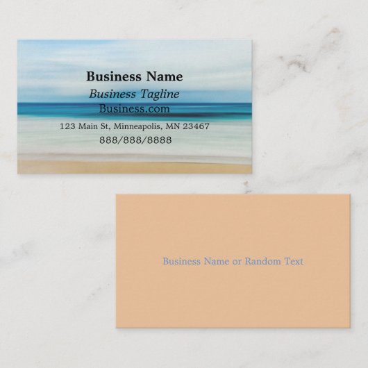 Carte De Visite Blue Ocean Waves et Sandy Shore Simple Business (Devant / Derrière)
