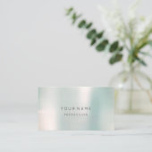 Carte De Visite Blue Ombre Pearly Abstrait Minimal Smoky Metallic (Debout devant)