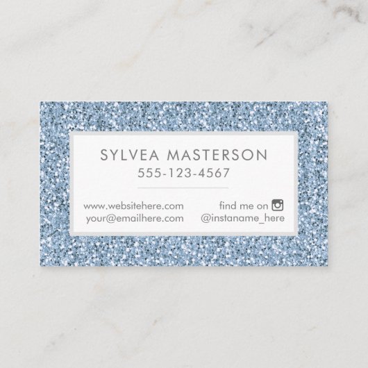 Carte De Visite Blue Pastel Parties scintillant Moderne Minimal (Dos)