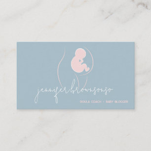 Carte De Visite Blue Pink unique Doula Entraîneur de naissance Pre