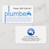 Carte De Visite Blue Plumber Faucet Pipe On Blue Wave (Devant / Derrière)