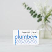 Carte De Visite Blue Plumber Faucet Pipe On Blue Wave (Debout devant)