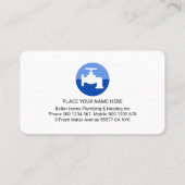 Carte De Visite Blue Plumber Faucet Pipe On Blue Wave (Dos)
