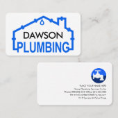 Carte De Visite Blue PLUMBING Home Pipe Frame (Devant / Derrière)