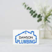 Carte De Visite Blue PLUMBING Home Pipe Frame (Debout devant)